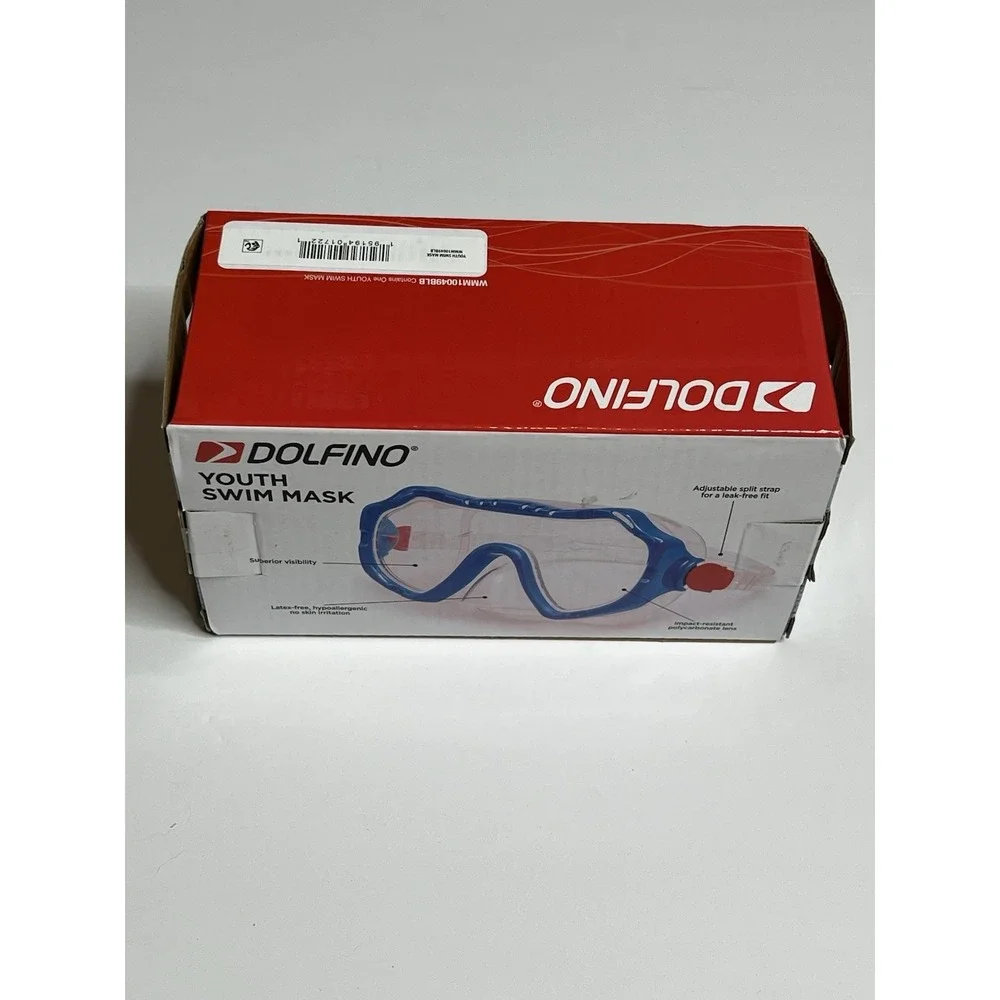 Dolfino Youth Blue Swim Goggles Impact Resistant Latex Free Custom Fit 6+